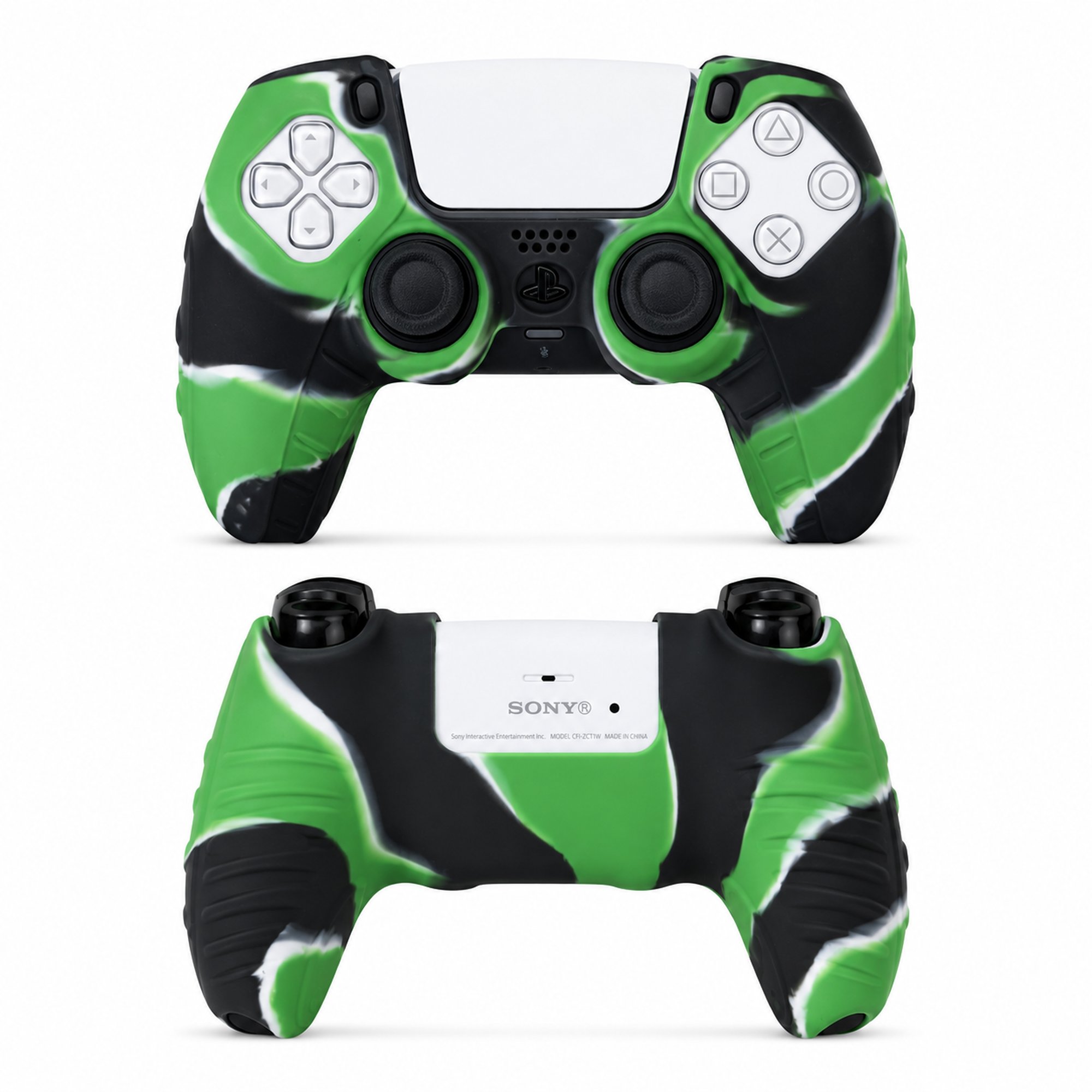 ps5-cover (19) کاور دسته PS5 کد 2رنگ مشکی سبز - Image 1